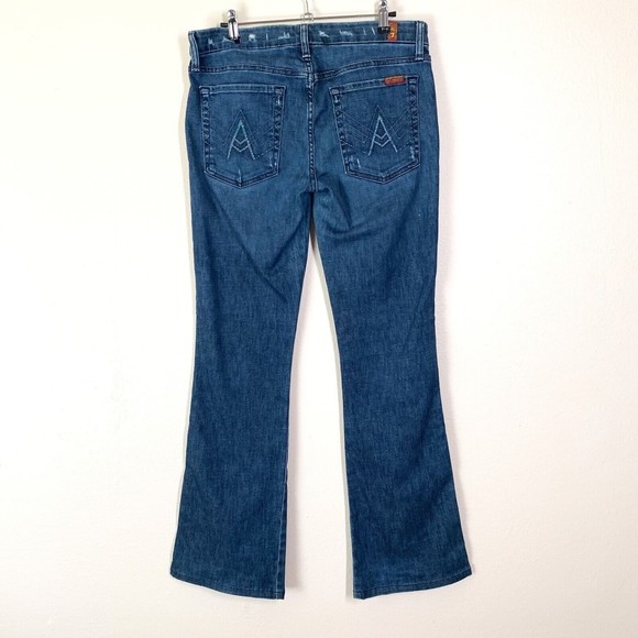 7 For All Mankind A Pocket Jeans 31 Bootcut Distessed Inseam 32” - Picture 3 of 7